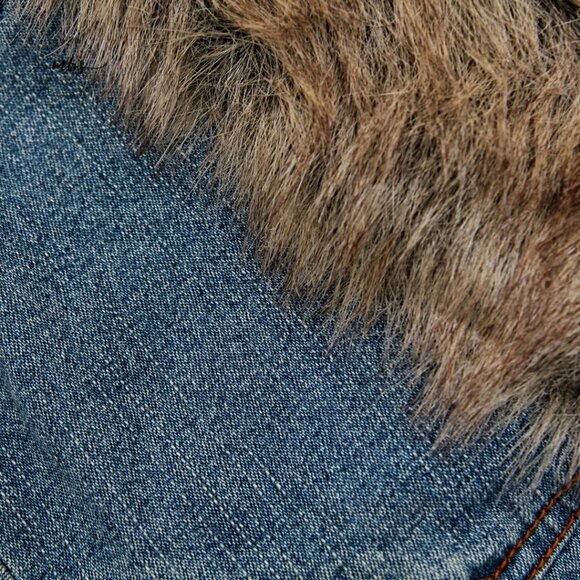XOXO Denim Faux Fur  Cropped Jacket - Picture 7 of 10